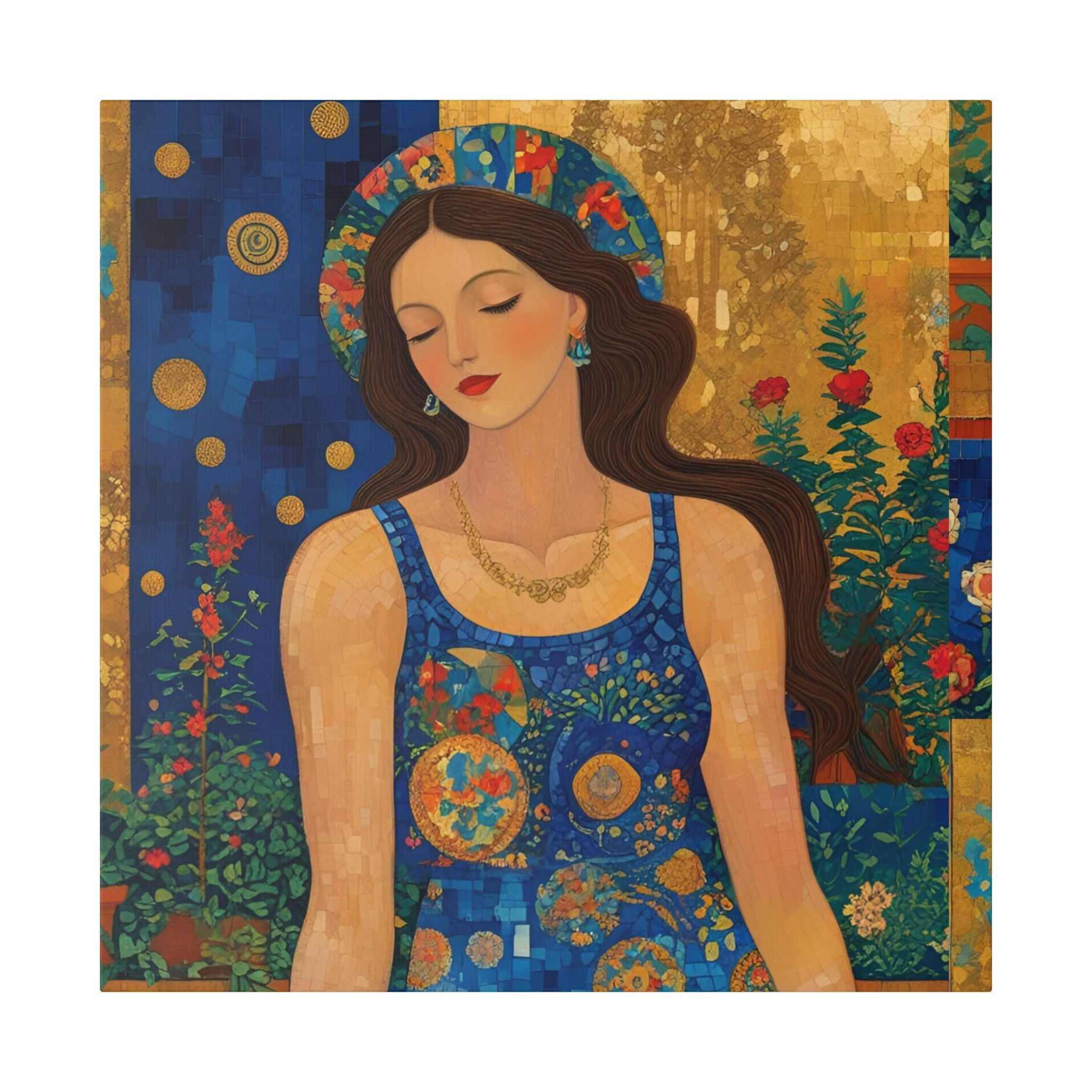 Klimt Floral Canvas Art - Colorful Floral Wall Decor Inspired by Klimt - Rosetta Creative Boutique